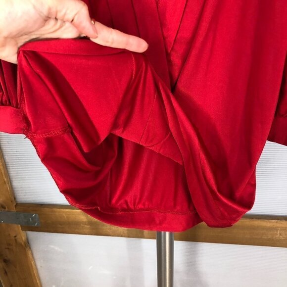 ZARA Red Pleated Balloon Long Sleeve Mini Dress Sz M - Picture 5 of 10